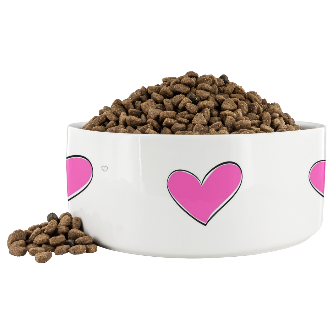 Dog Bowl Heart Pink