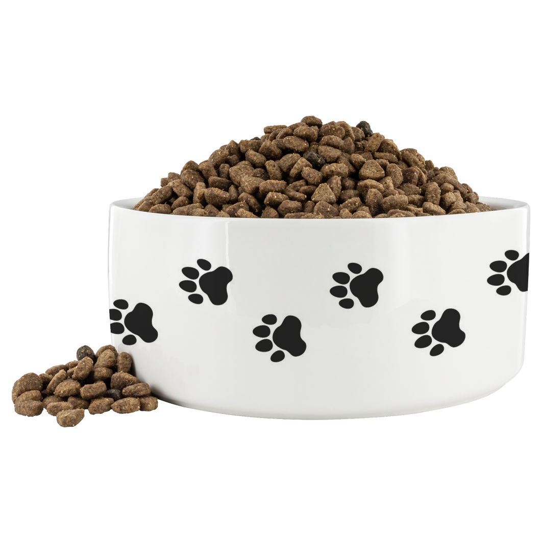 Dog Bowl Dog Foot Prints Black