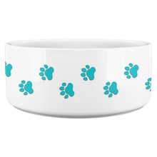 Load image into Gallery viewer, Dog Bowl Dog Foot Prints Blue-Green
