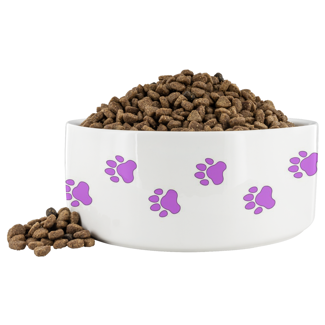 Dog Bowl Dog Foot Prints Purple