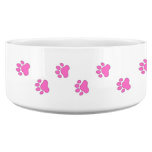 Load image into Gallery viewer, Dog Bowl Dog Foot Prints Pink
