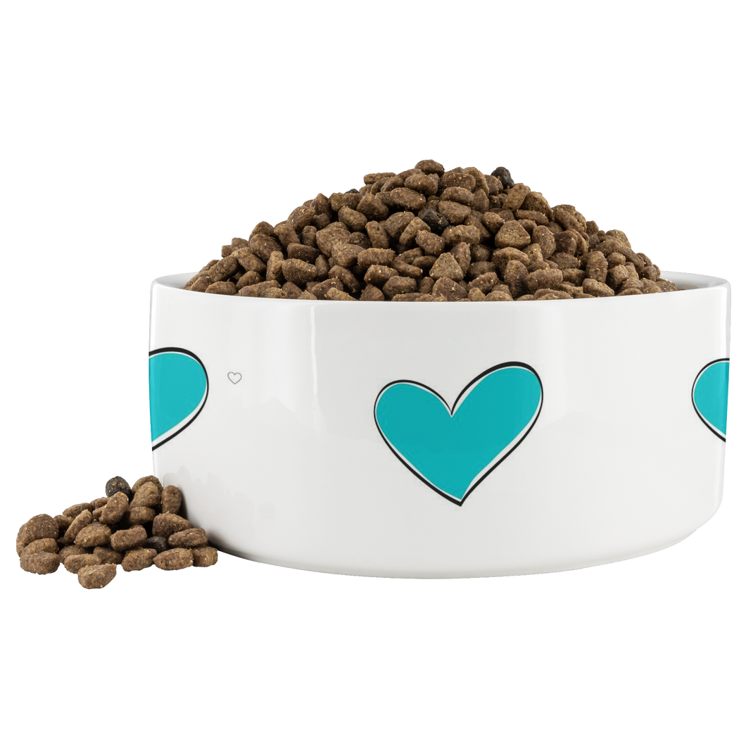 Dog Bowl Heart Bleu-Green