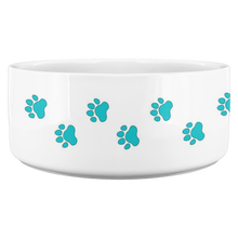 Load image into Gallery viewer, Dog Bowl Dog Foot Prints Blue-Green
