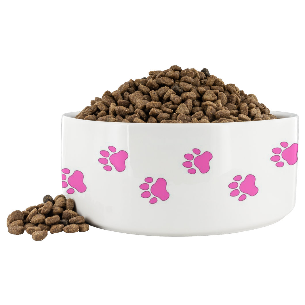 Dog Bowl Dog Foot Prints Pink