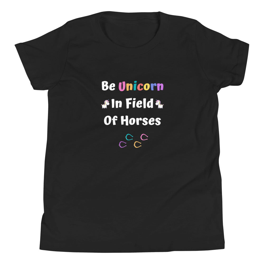 Be Unicorn In Field Of Horses Youth Short Sleeve T-Shirt