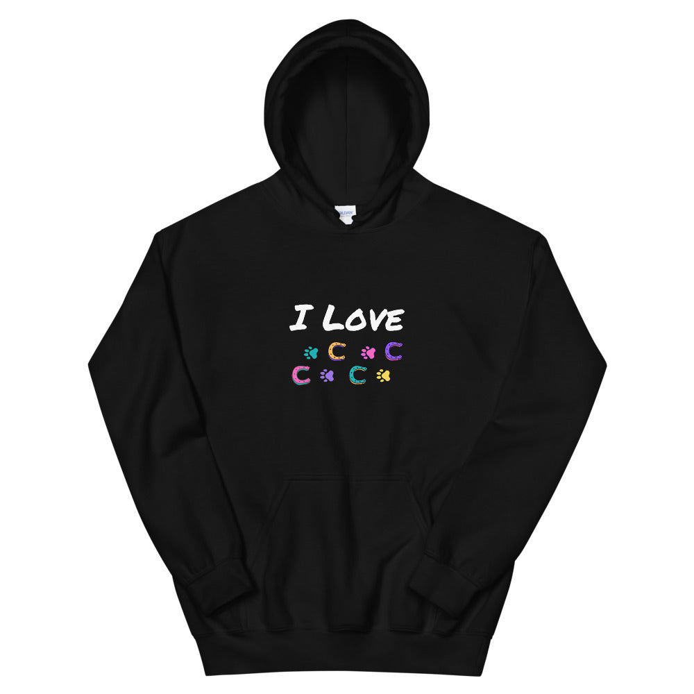 I Love Horse Dog Foot Prints Unisex Hoodie