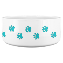 Load image into Gallery viewer, Dog Bowl Dog Foot Prints Blue-Green

