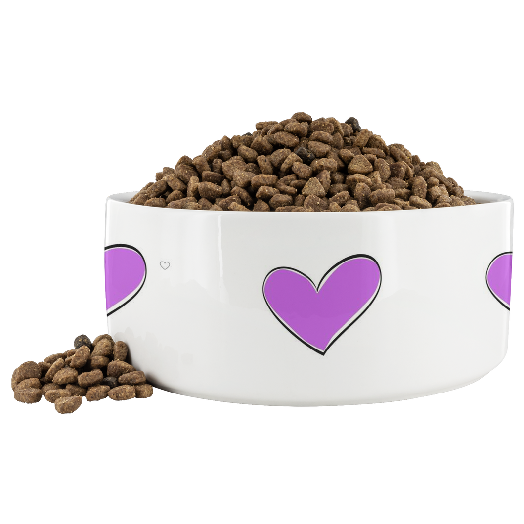 Dog Bowl Heart Purple