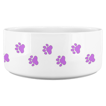 Load image into Gallery viewer, Dog Bowl Dog Foot Prints Purple
