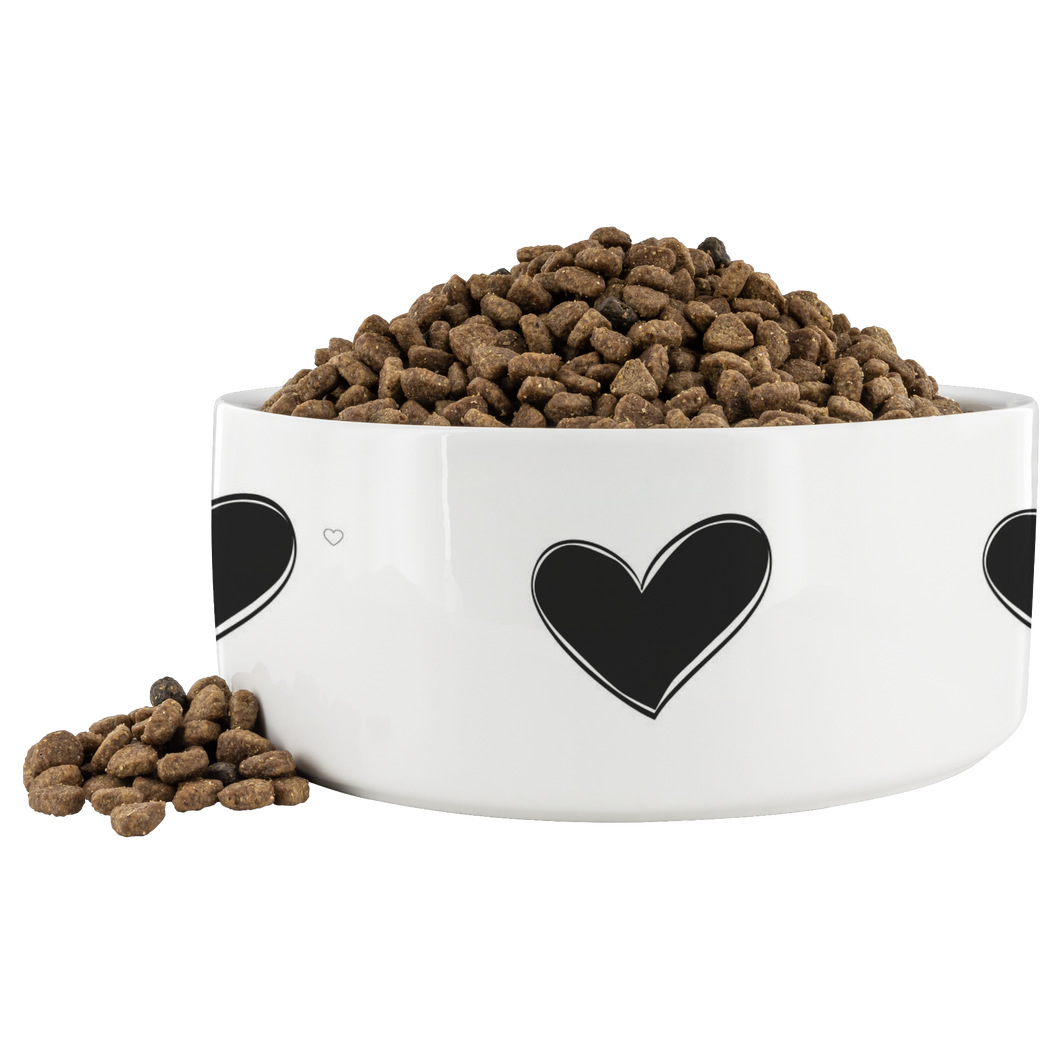 Dog Bowl Heart Black