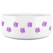 Load image into Gallery viewer, Dog Bowl Dog Foot Prints Purple
