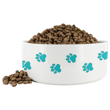 Load image into Gallery viewer, Dog Bowl Dog Foot Prints Blue-Green
